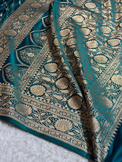 Cross Wine Floral Pattern Satin Katan Silk saree SK37