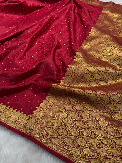 Mahroon Mashru Tanchoi Satin Silk