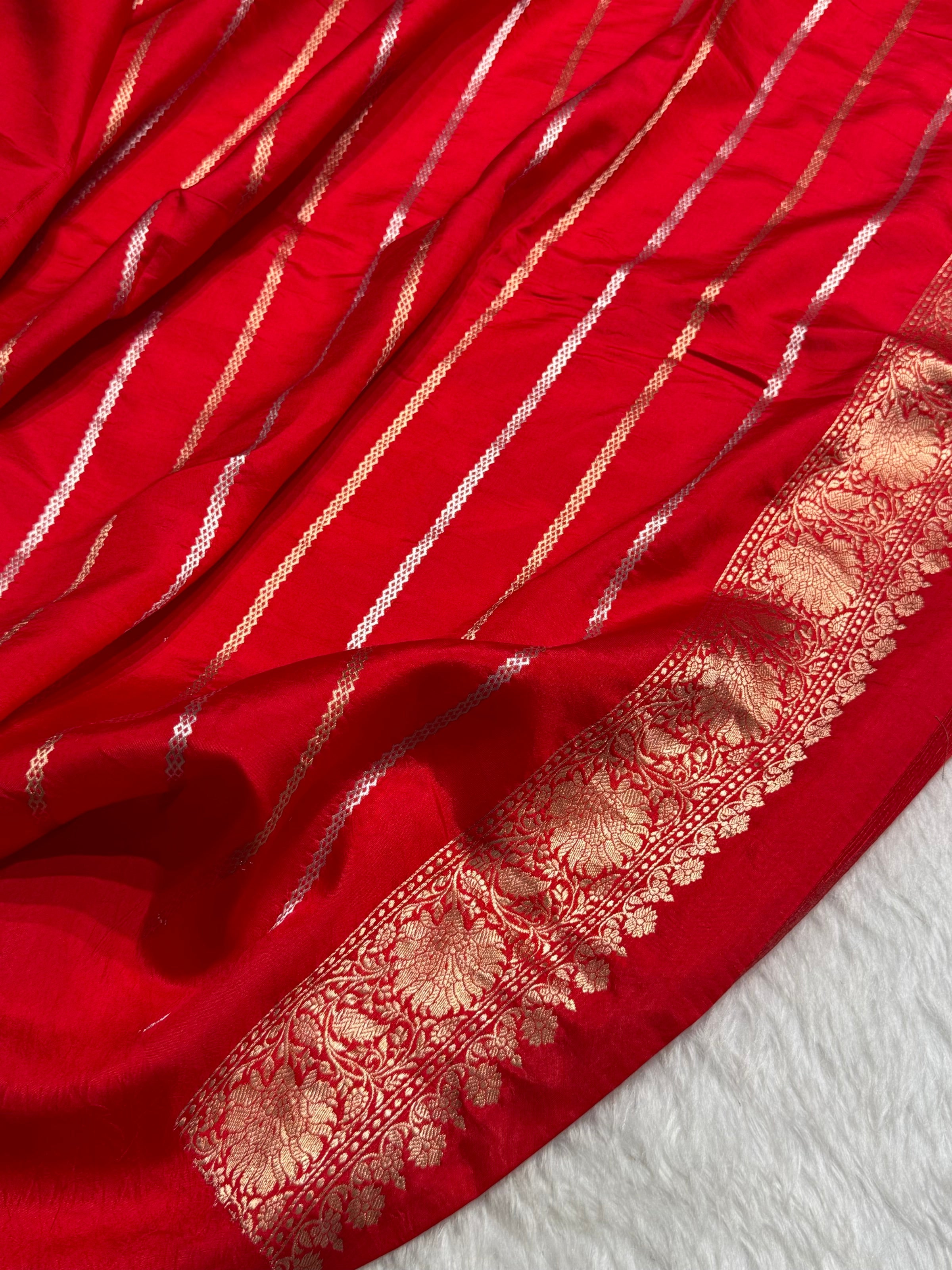 Contrast Purple With Red Boota Handwoven Pure Katan Raw Mango Silk RM-33