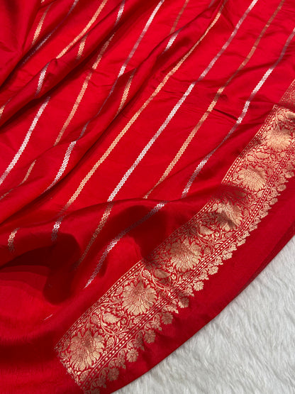 Contrast Purple With Red Boota Handwoven Pure Katan Raw Mango Silk RM-33