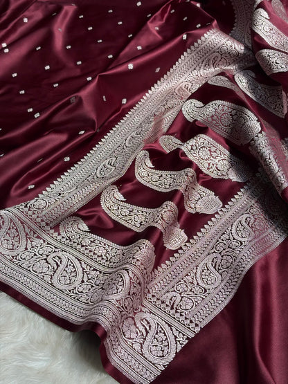Garnet Tone Booti Mashru Silk Saree MS06