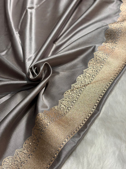 Dusty Gray Shades Unique Boota Motif Mashru Silk Saree MS12