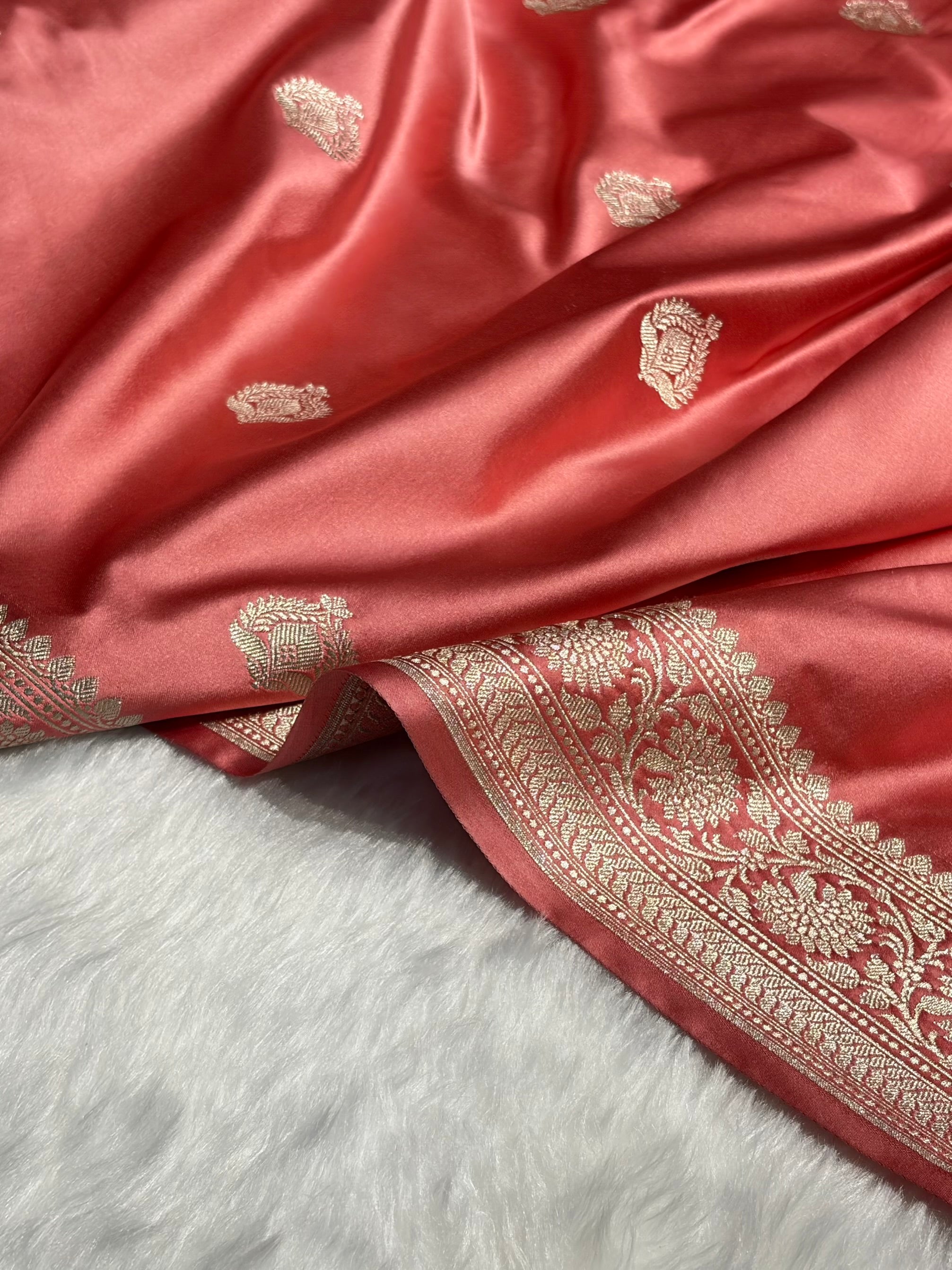 Peach Shades Boota Mashru Silk Saree MS16