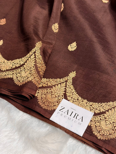 Chocolate Shades Boota Handwoven Pure Katan Paper Silk RM-19