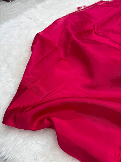 Banarasi Rani Shades Minakari Boota Handwoven Pure Paper Silk RM-78