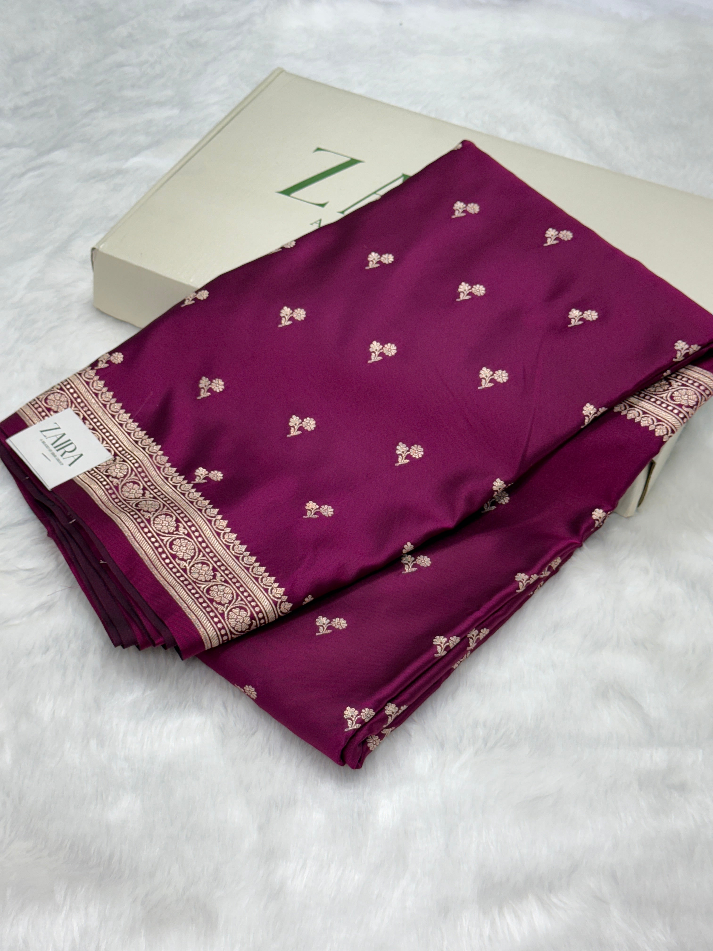 Wine Shades Floral Boota Mashru Silk Saree