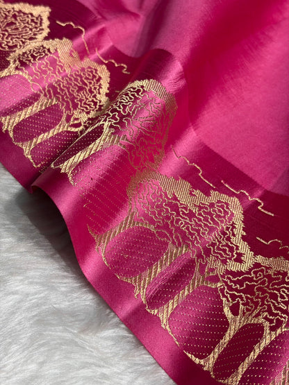 Gajri Shades Handwoven Pure Raw Mango Silk RM-63