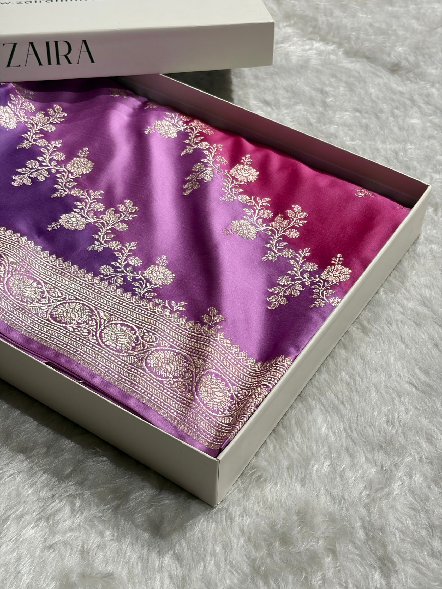 Lavender Rangkat Banarasi Cross Mashru Silk Saree MSRK01