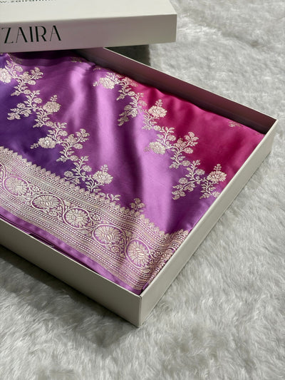 Lavender Rangkat Banarasi Cross Mashru Silk Saree MSRK01
