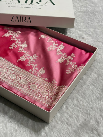 Baby Pink Rangkat Banarasi Cross Mashru Silk Saree MSRK01