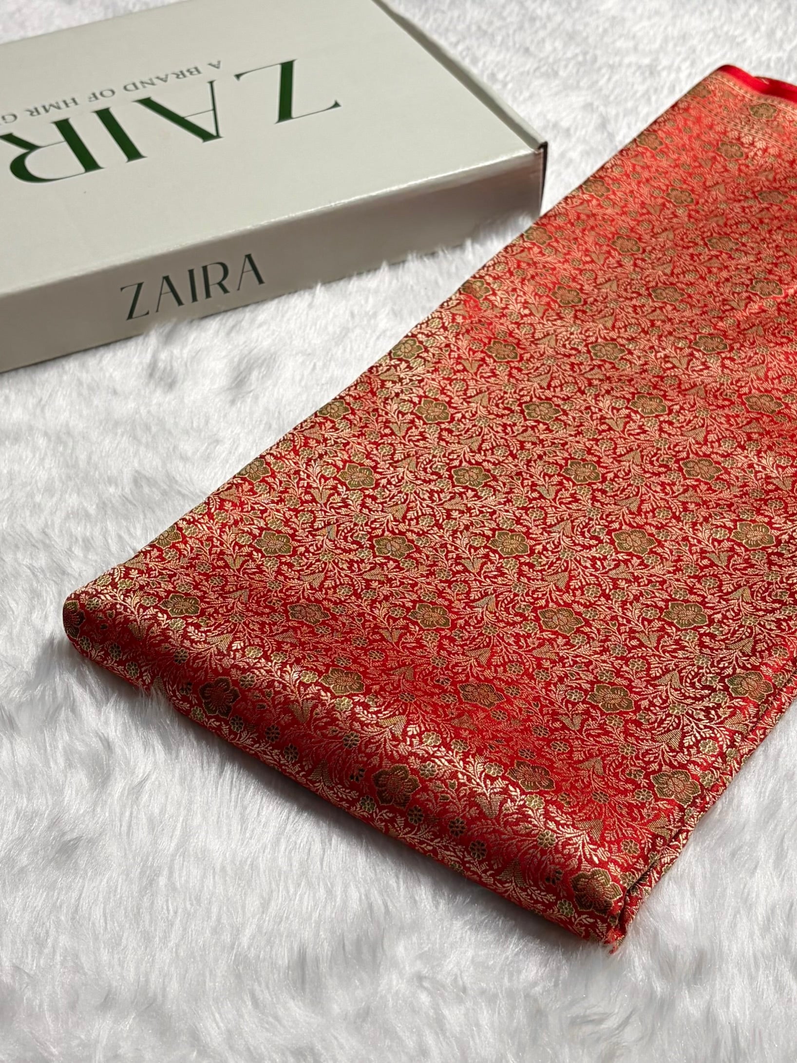 Red Jamawar Tanchoi Katan Silk Saree SKTM-14