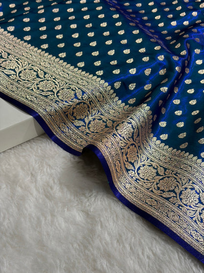 Royal Peacock Booti satin Silk Saree SS01