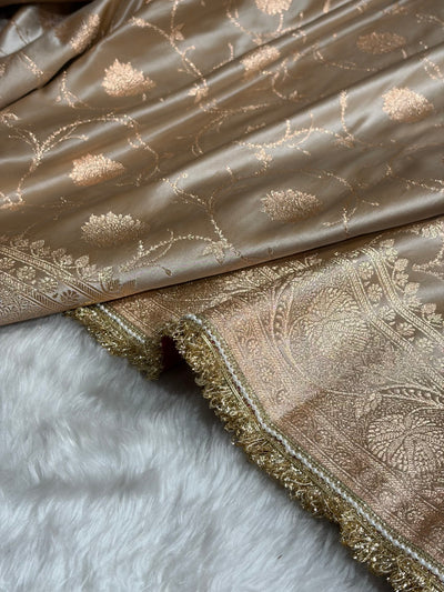 Tusser Banarasi Jaal With Gotta Patti Satin Katan Silk Saree SKGP06