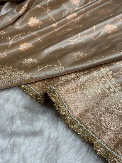 Tusser Banarasi Jaal With Gotta Patti Satin Katan Silk Saree SKGP06