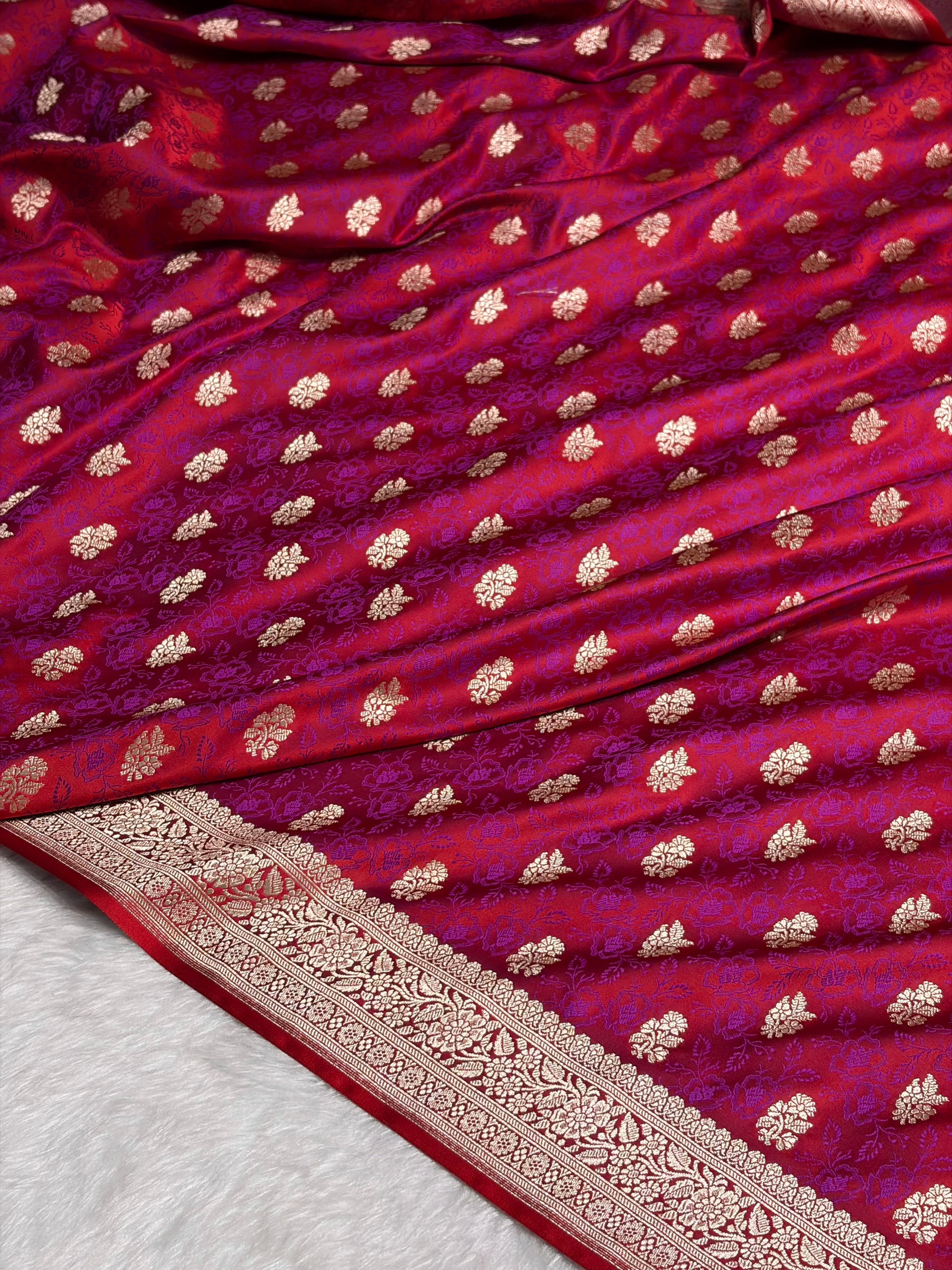 Reddish Magenta Shades Tanchoi Motif Mashru Silk Saree MST-10