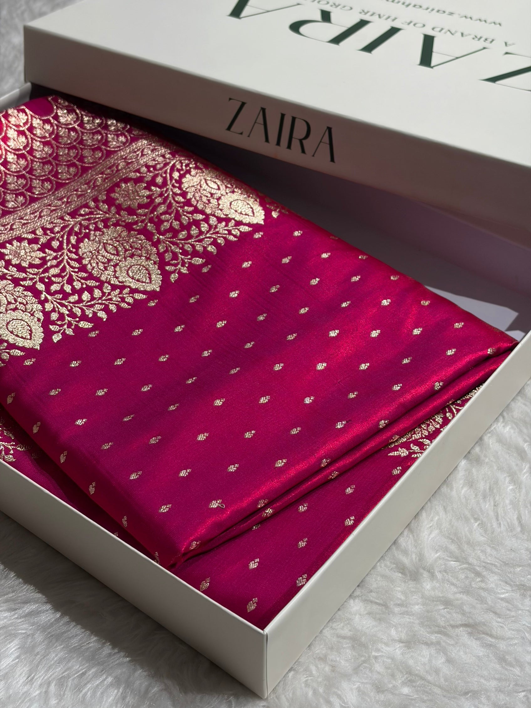 Satin Silk Saree Floral Boota in Cross Red Shades SS28