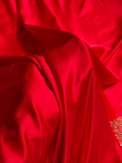 Red Shades Banarasi With Plain Minakari Broder Pattern Mashru Silk Saree MSM-135