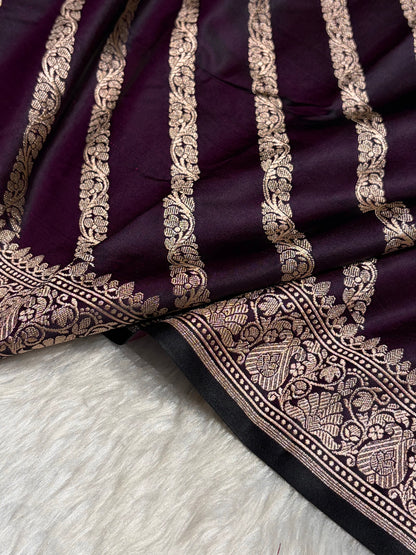 Cross Wine With Floral Border Mashru Silk Saree MSM-98