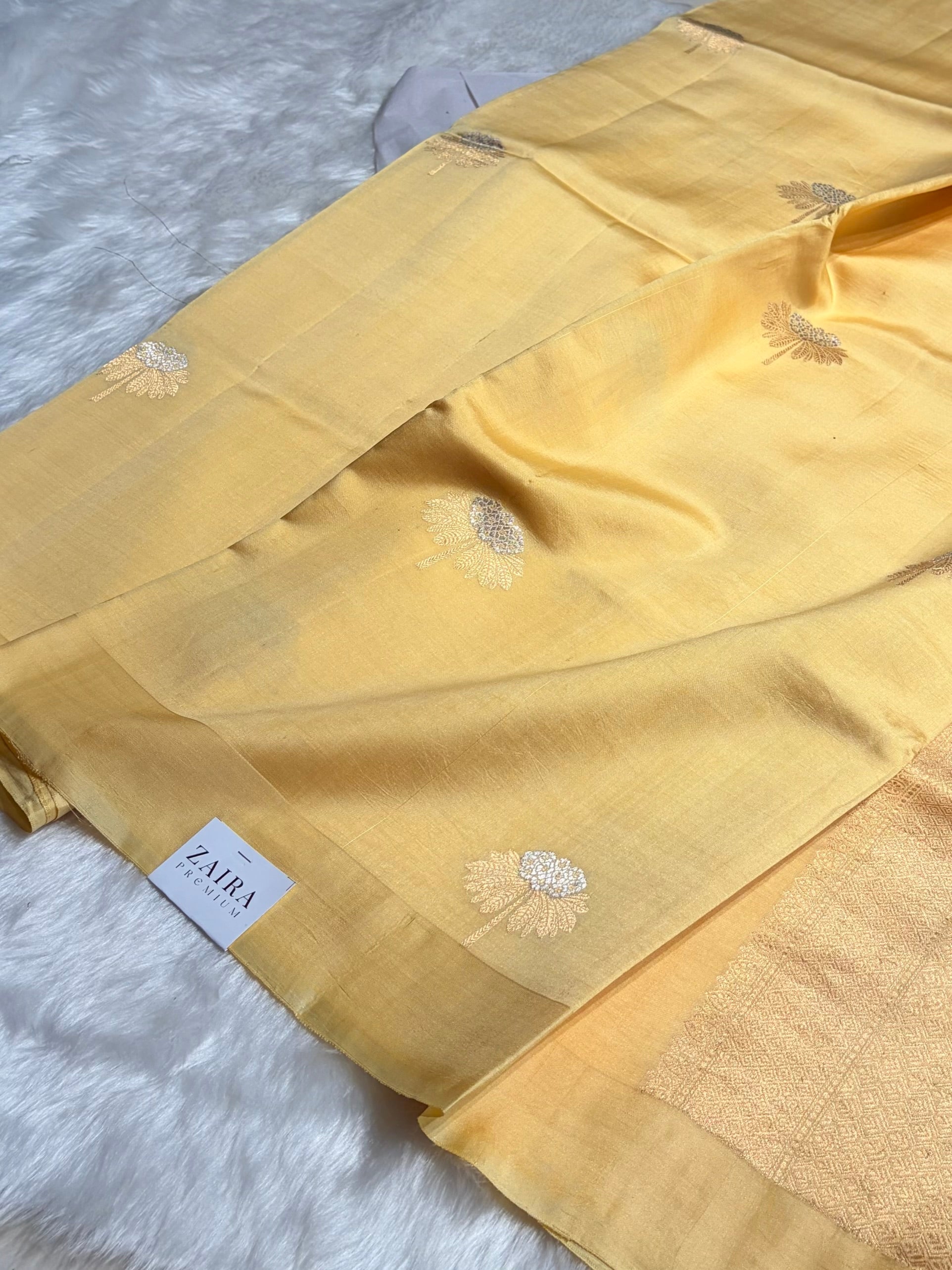 Lemon Shades Meena Boota Handwoven Raw Mango Silk RM-43