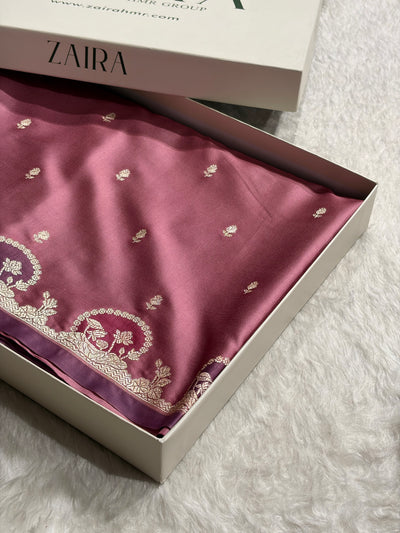 Banarasi Mauve Shades With Minakari Floral Mashru Silk Saree MCS91