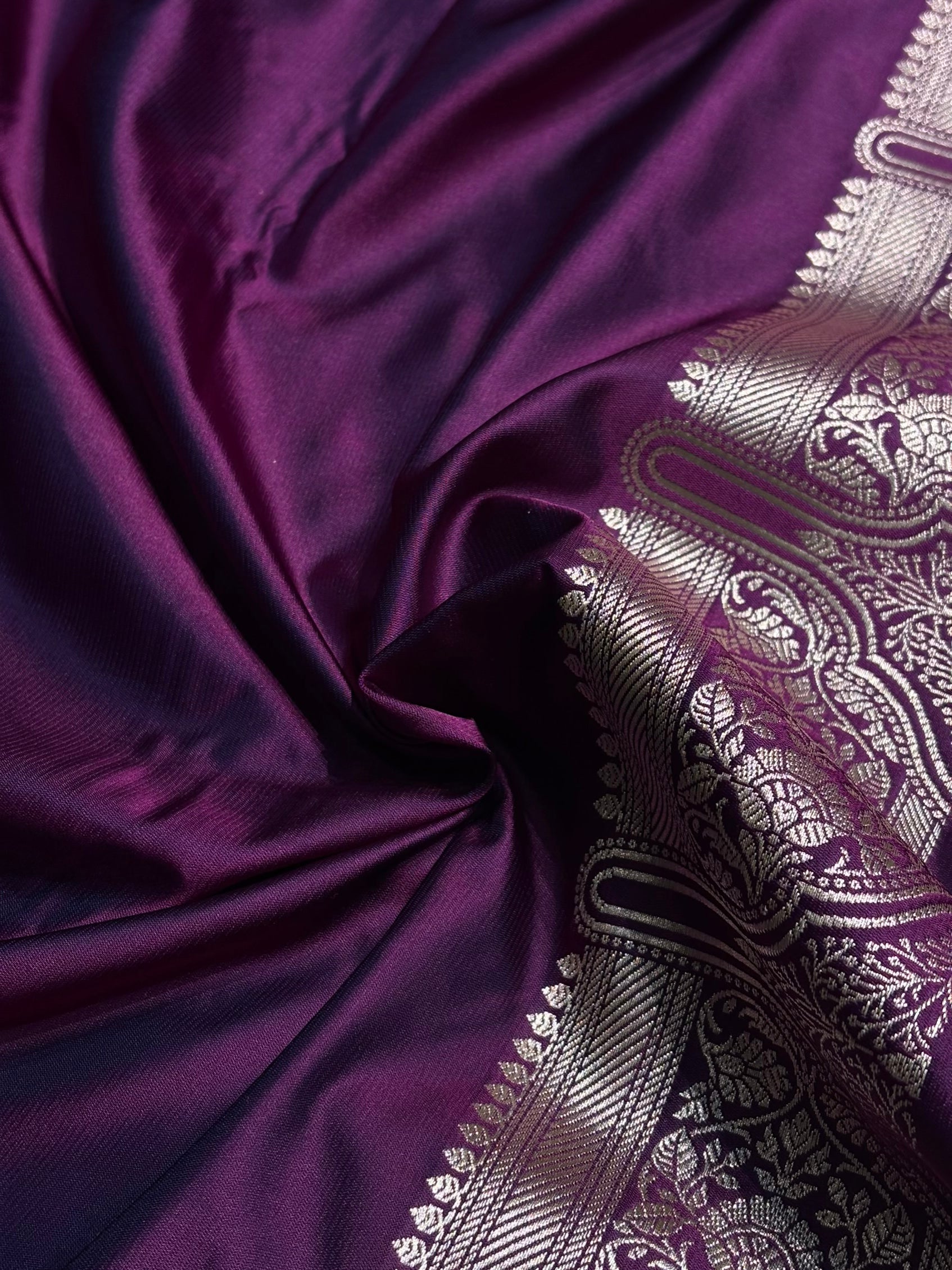 Wine Floral Boota With Floral Border Mashru Silk Saree MSM-80