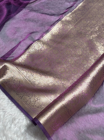 Banarasi Wine Shades Pure Tissue Silk Saree PT-60