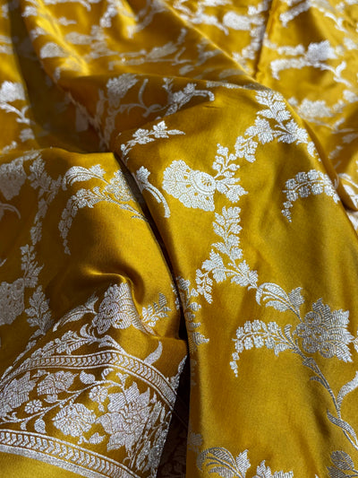 Mustard Shades Minakari Jaal Mashru Silk Saree MCS48