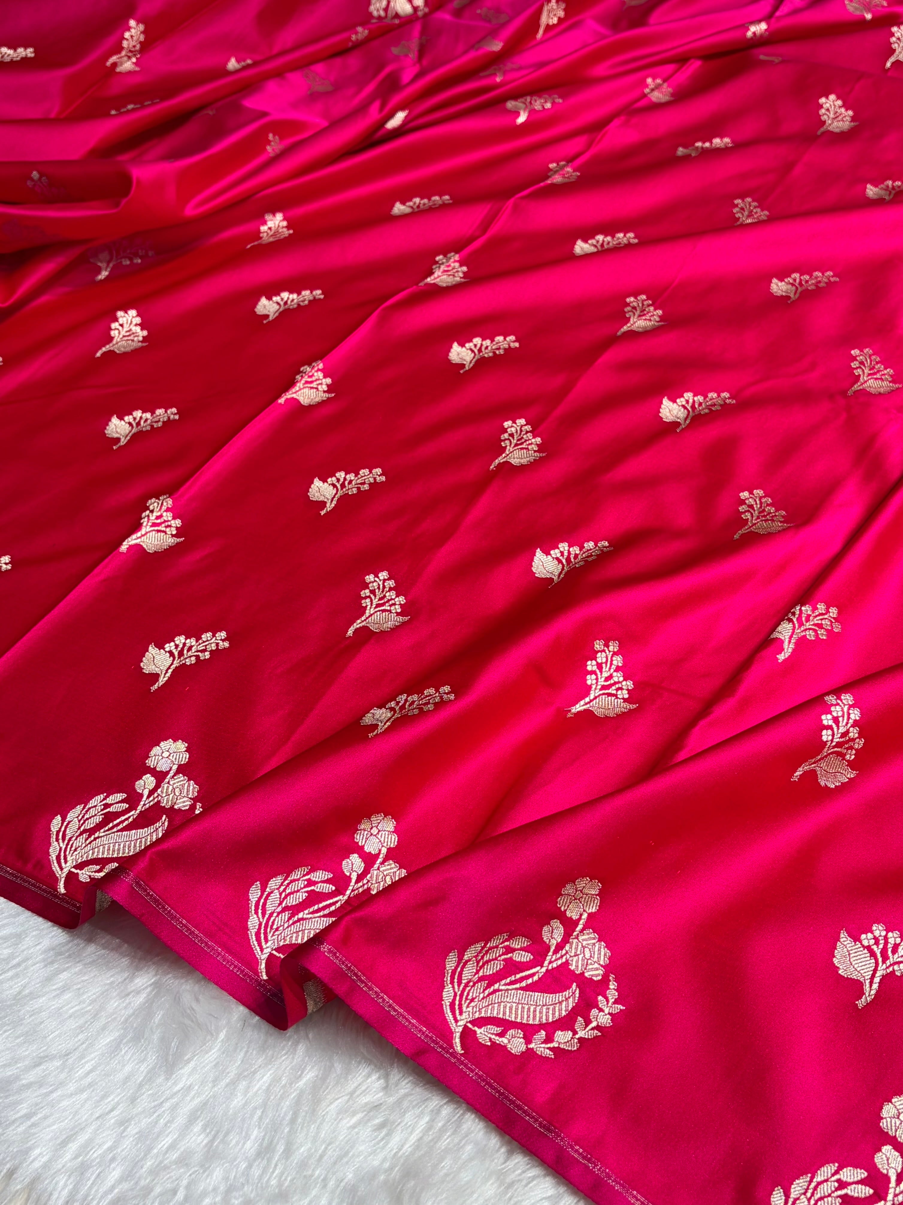 Cross Rani Boota With Floral Border Mashru Silk Saree MSM-91