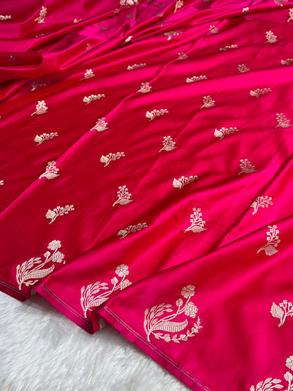 Cross Rani Boota With Floral Border Mashru Silk Saree MSM-91