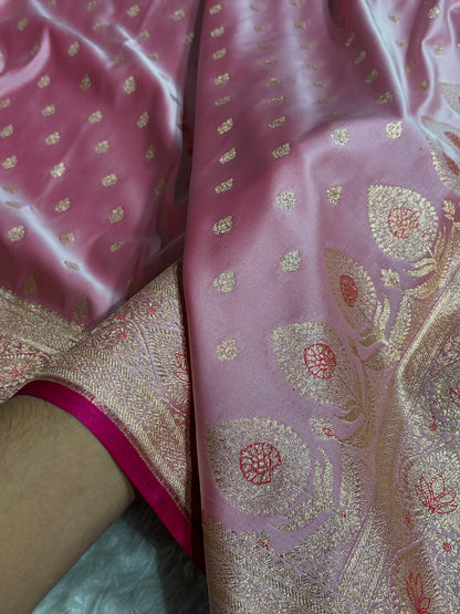 Katan Silk Saree In Baby Pink Shades SK10