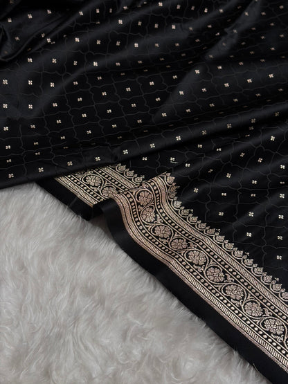 Black Shades Tanchoi Motif Mashru Silk Saree MST-13
