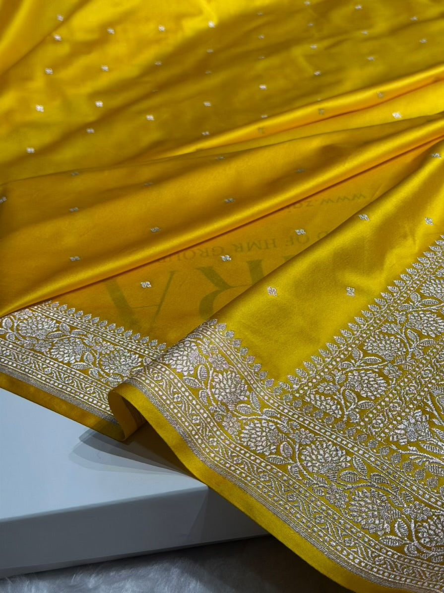 Summer Yellow Shades Booti Mashru Silk Saree MS70