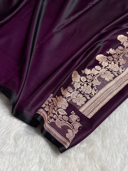 Dark purple Floral Boota Mashru Silk Saree MSM-43