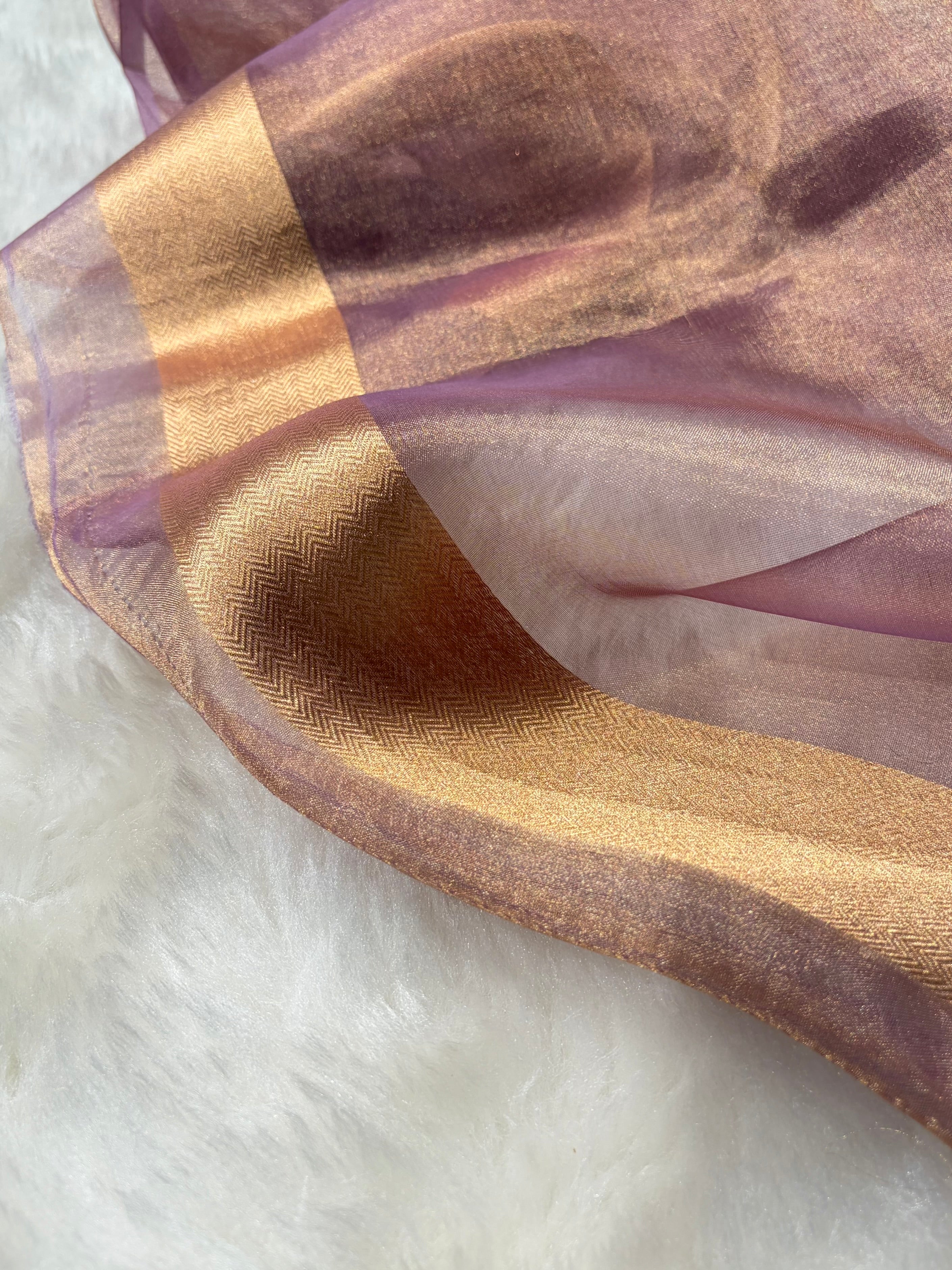 Lavender Bananasi Floral Shades Pure Tissue Silk Saree PT-41