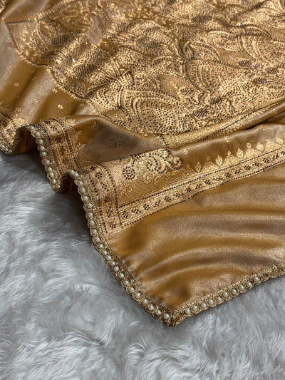 Banarasi Bridal Beige Booti stone work With Gotta Patti BSSGP20
