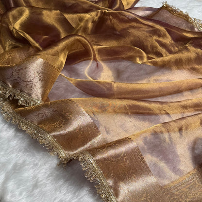 Cheeku Shade Pure Tissue Silk Saree with Gota Patti PTGP-17