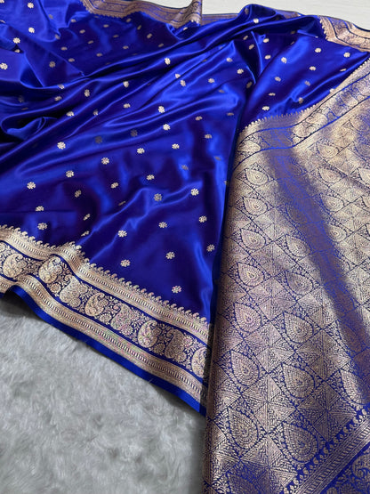 Banarasi Satin Katan Saree With Boota Pattern in Royal Purple Shades SK127