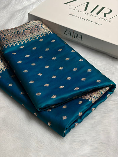 Banarasi Boota Katan Silk Saree In Peacock Shades SK03