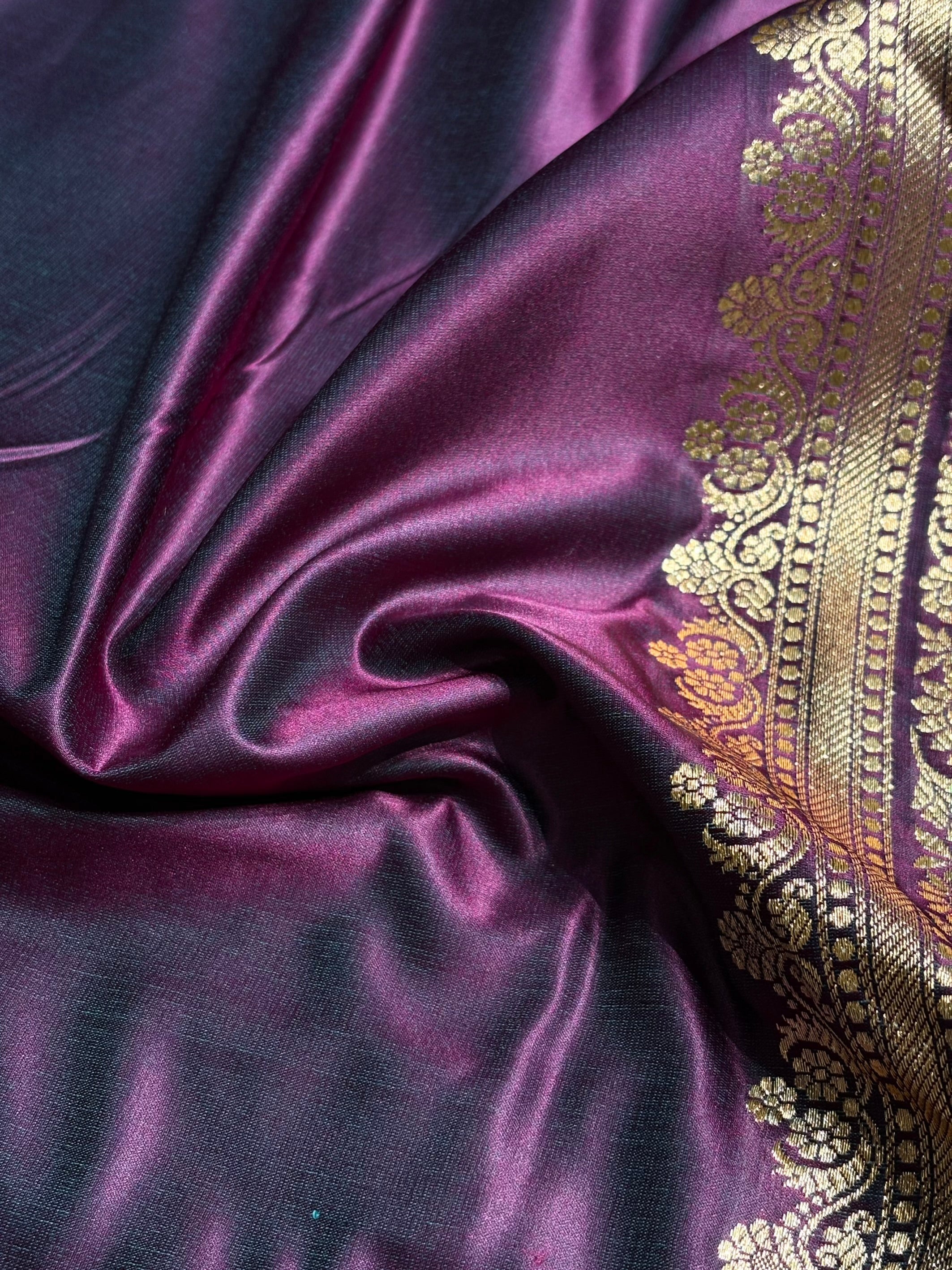 Purple Shades Booti Pattern Satin Katan Silk Saree SK51