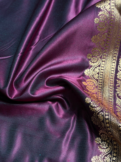 Purple Shades Booti Pattern Satin Katan Silk Saree SK51