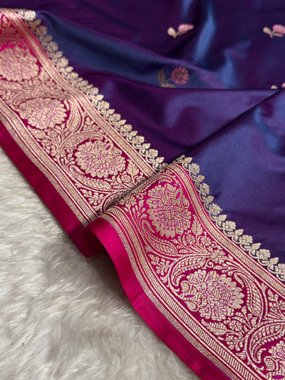 Cross Magenta / Rani Shades Banarasi Booti Pattern Mashru Silk Saree MSM-137
