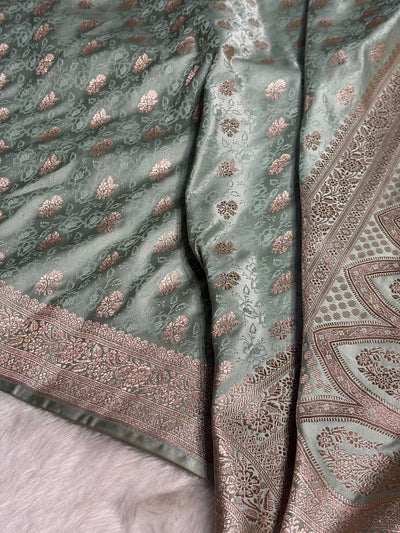 Sea Green Shades Tanchoi Motif Mashru Silk Saree MST-10