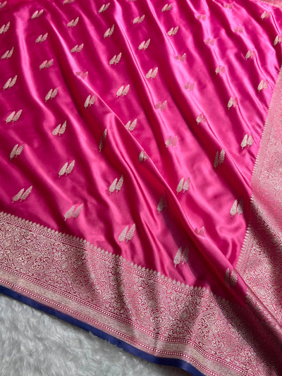 Banarasi Floral Booti Pattern in Baby Pink Shades Floral Mashru Silk Saree MCS102