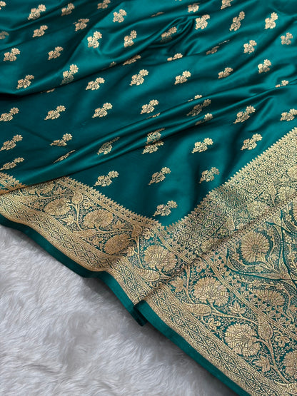 Banarasi Rama Unique Boota Pattern Satin Katan Silk Saree SK68