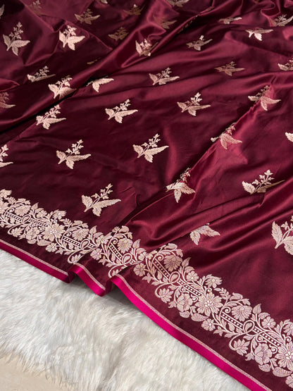 Chocolate Shades Floral Boota Mashru Silk Saree MSM-67