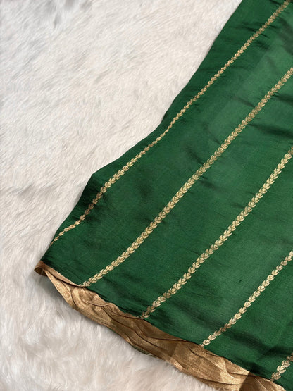 Bottle Green Shades Handwoven Pure Raw Mango Silk RM-39