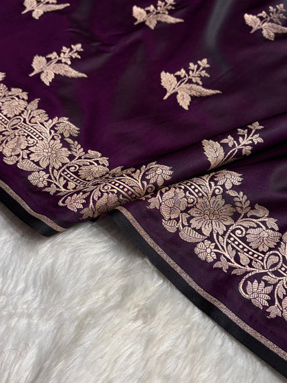 Dark Purple Shades Floral Boota Mashru Silk Saree MSM-67