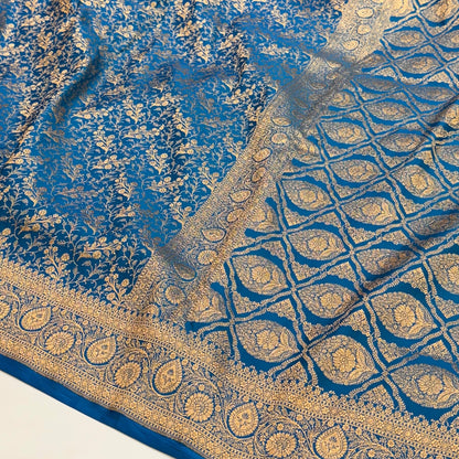 Banarasi Blue Brocade Soft Katan Silk Saree