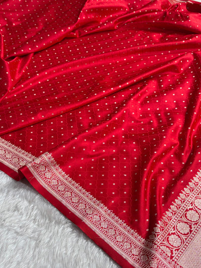 Dark Red Shades Tanchoi Motif Mashru Silk Saree MST-13