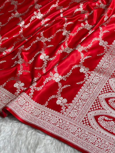 Red Shades Banarasi With Floral Border Mashru Silk Saree MSM-127